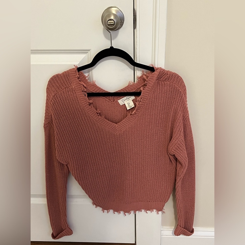 Cropped Distressed Sweater